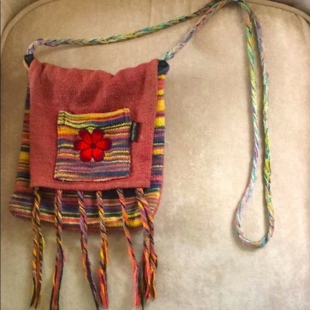 ATLANTIS Mauve hippie‎ bag with embroidery